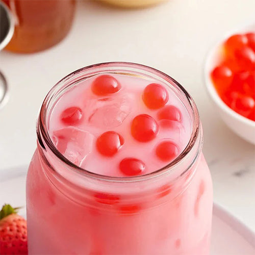 STRAWBERRY POPPING BOBA : 3.5 Kg bottle